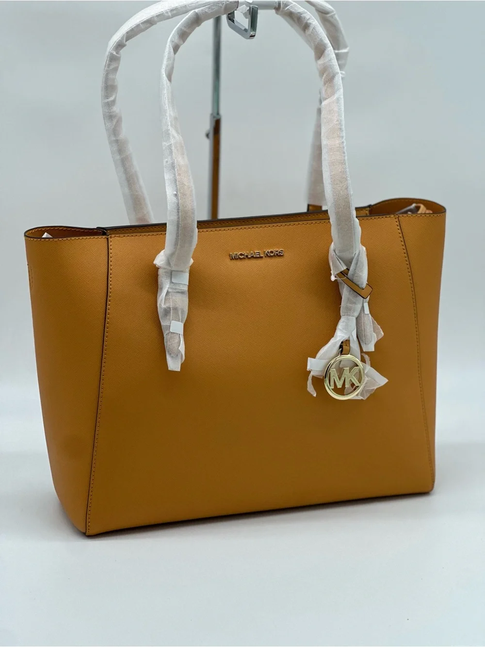 Michael Kors Caramel Tan Leather Tote with Matching Wallet & Clutch Set